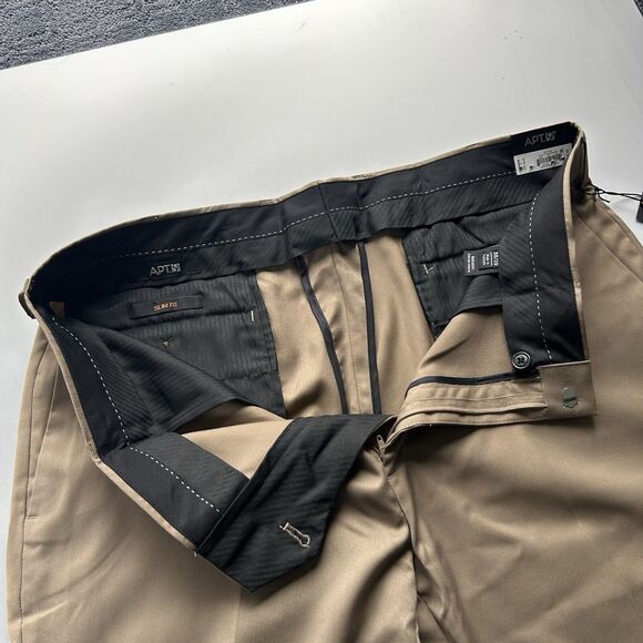 NWT Men’s Apt 9 38x29 Tan Dress Pants Slim Fit/Leg Stretch Business Suit Formal - Picture 5 of 14